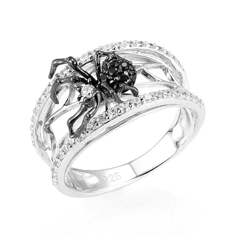Dazzling Crystal Black Spider Rings for WomenF1207