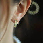 Opal Stone Bamboo Shaped Stud EarringsEarrings