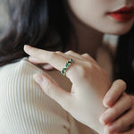 French Elegant Emerald Irregular Neo-gothic Rings