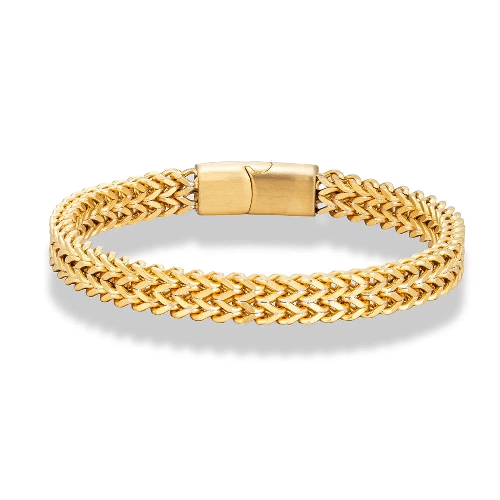 8MM Blue Stainless Steel Curb Chain Bracelet18k Plated19cm