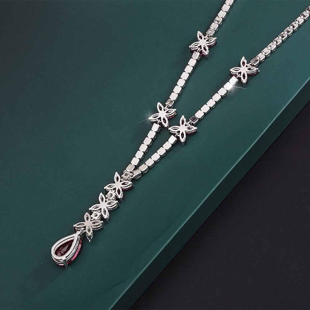 9*14MM Ruby Gemstone Pendant Necklace 925 Sterling SilverNecklace