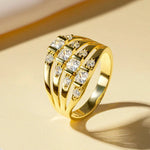 Rrjzz 14K Gold Plated CZ Gemstone Ringgold colorUS 7