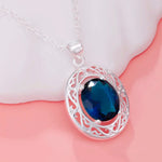 925 Pure Silver Fashion Charm Wedding Party Noble Jewelry Men and Women Sapphire Inlaid Diamond Luxury Necklace