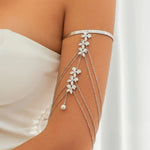 Boho Crystal Pendant Cuff Open BanglesSilver Color 6CHINA