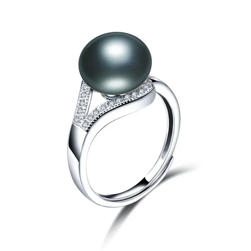 Natural Freshwater Pearl Adjustable Ring for Womenresizableblack
