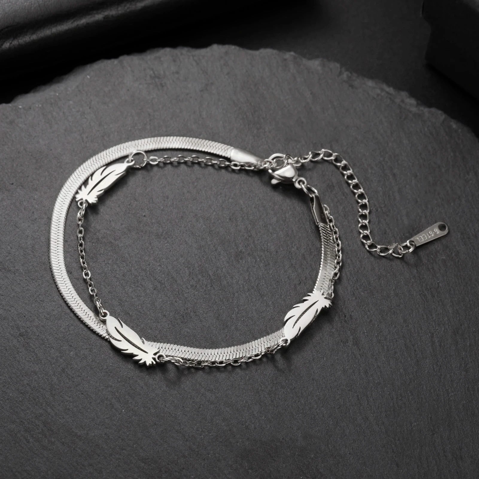 Women’s Stainless Steel Charm BraceletSnake Chain-S17-22 cm