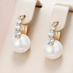 Luxury Elegant Pearl Drop Earrings For Women 585 Rose Gold Color
