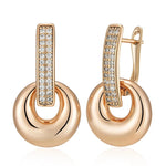 Rose Gold Geometry Drop Earrings with Natural ZirconH1599