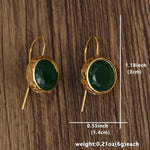 Trendy Gold Color Green Stone Unique Earrings