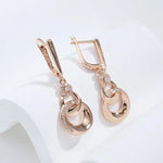 Elegant Hoop Pendant 585 Rose Gold Long Drop Zircon Earrings For Women