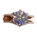 Huitan Rose Gold CZ Ring for Women