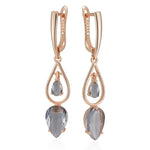 Transparent Grey Stone Drop Earrings – 585 Rose Gold