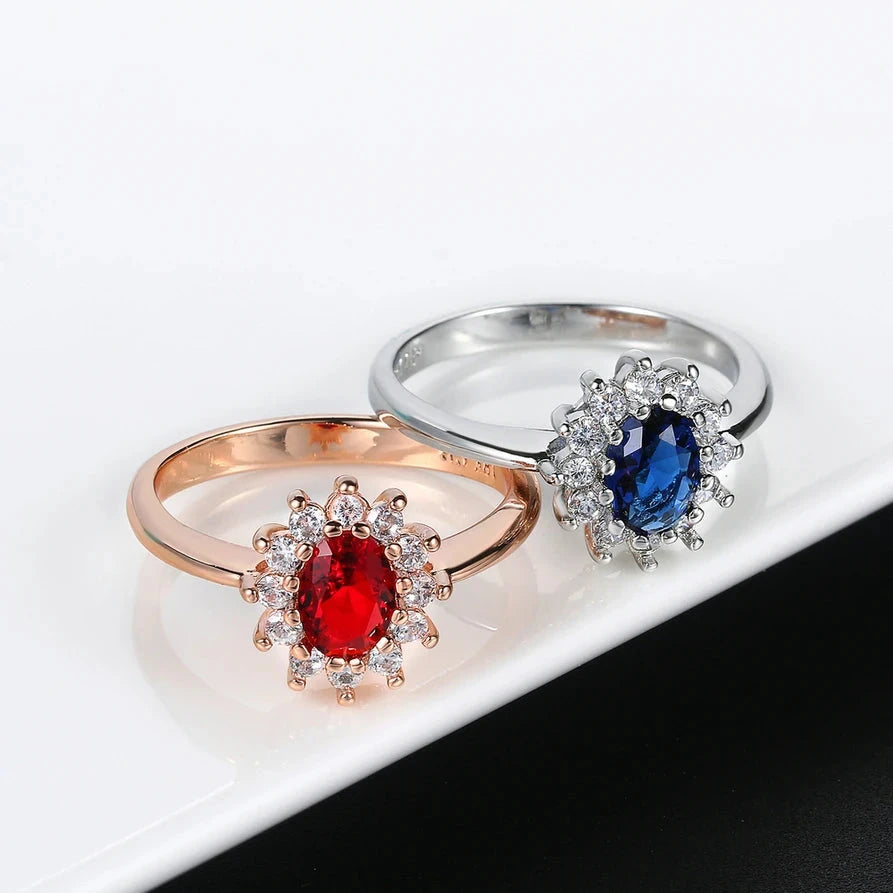 Princess Kate Blue Crystal Bridal Ring for Women