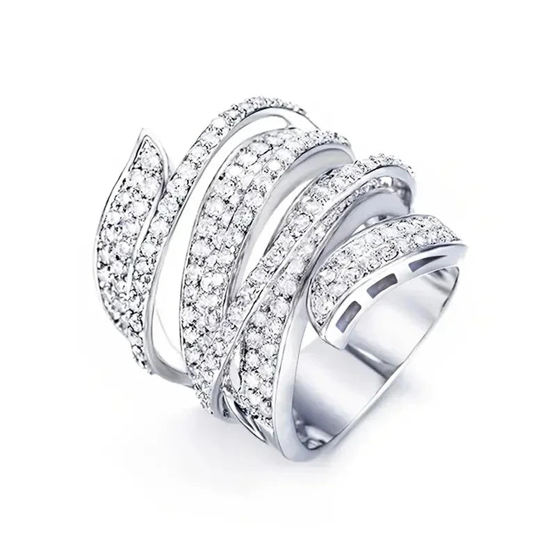 Elegant Multi-Layer Line Design Luxury Ring for Women