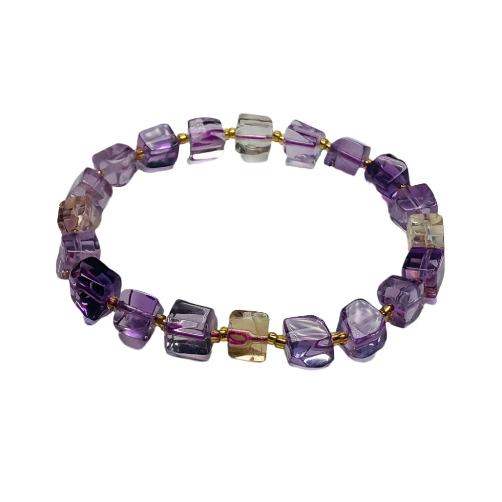 Natural Amethyst Citrine with shape cube bracelet