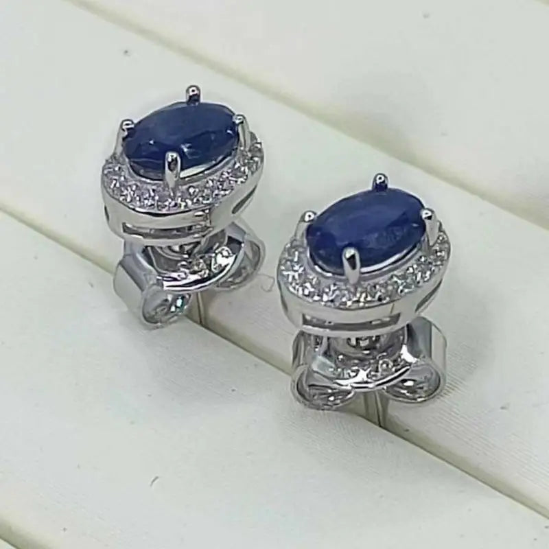 Earrings for Women 100% 925 Sterling Silver Sapphire Stud Earrings