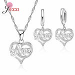 Trendy 925 Silver Color Jewelry Sets Cubic Zirconia Pendants Necklaces Charm Hoop Earrings Wedding Anniversary Gift For WomenT48401