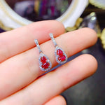 Ruby Gem Classic 925 Sterling Silver Drop EarringEarrings