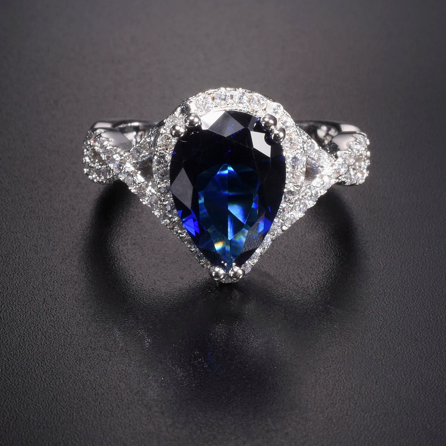 Drop 4ct Blue Sapphire Engagement Rings