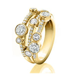 Triple Band Ring Double Color Sparkling Diamond Ring for Women6Q765