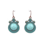 Ethnic Turquoises Dangle Earrings Antique Bronze Pigeon Earring0716