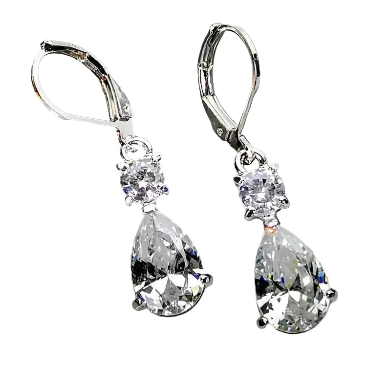 Elegant Crystal Hanging with Pear CZ Earrings for WomenE2761