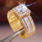 Huitan Princess Cut CZ Ring for Women – Gold/SilverQ2785