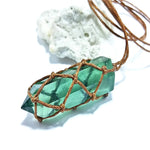 Natural Emerald Crystal Pendant Healing Gemstone Wand Reiki Green Fluorite