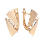 Geometric Drop Earrings For Women 585 Rose Gold Color