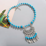 2024 Ethnic Hand Pendant Necklace Vintage TurquoisesNA2442-4