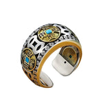 Turquoise Rotating Mens Rings Vintage Ethnic Style