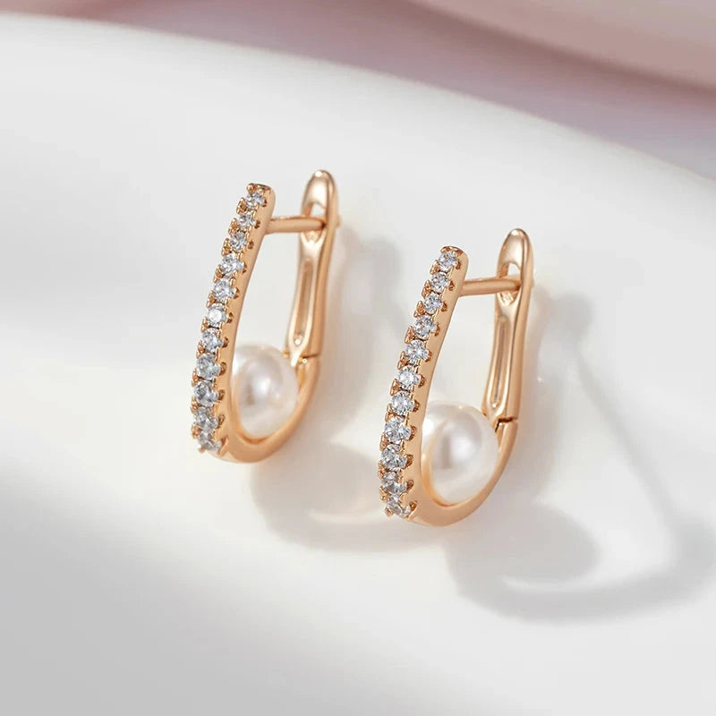 Women's Pearl Earrings Sparkling Natural Zircon