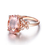 925 Silver Butterfly Morganite Pink Diamond Ring for Women