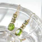 Delicate Gold Color Inlaid with Green Zircon Dangle Earrings for Women