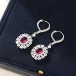 Light Luxury Elliptical Flower Zircon Earrings for Women