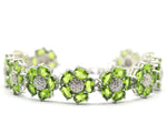 14x14mm Princess Cut Women Green Peridot Daily Wear Silver Bracelet 8.0-8.5inchinchGreen Peridot