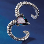 WOSTU 925 Sterling Silver Pisces Zodiac Open Ring Aries Sagittarius Cancer Lucky for Women Birthday Fine Jewelry Gift