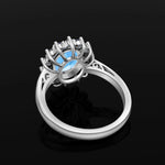 Aquamarine Birthstone Genuine S925 Silver Ring Luxury