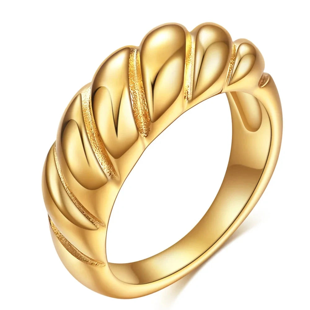 Gold/Silver Stainless Steel Twist Ring For WomenGold9