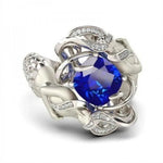 Elegant Lady Sapphire Mermaid Ring 925 Sterling Silver