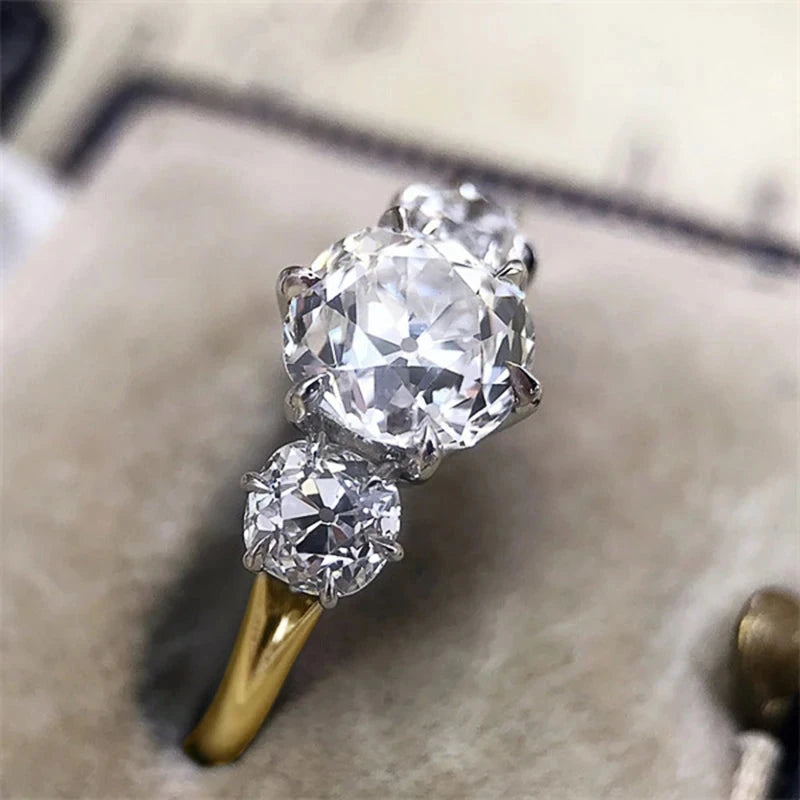 Huitan Luxury CZ Rings for Women – Silver, Gold, Two-Tone