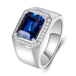 Male 5ct Emerald Sapphire Ring 925 sterling silver