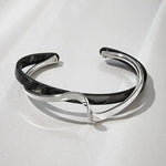 White Shellfish Bracelets Board Bend Metal Bangles Womens Hand Bracelets Geometric C- shaped Opening Bracelets Jewelry Giftsblack
