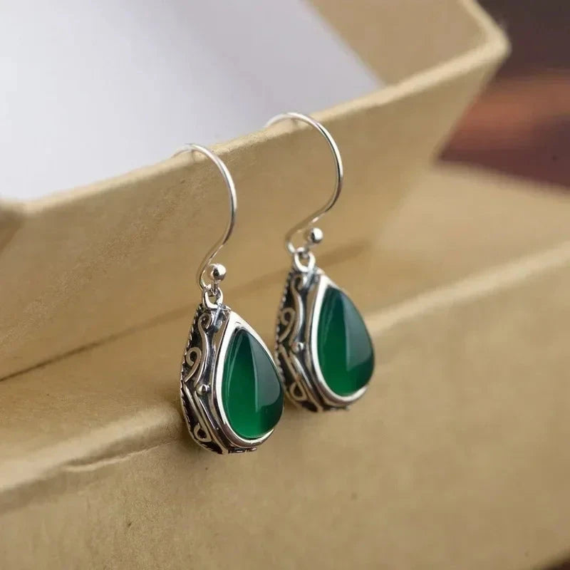 Luxury Green Crystal Drop Earrings – Women's Anniversary GiftE2396