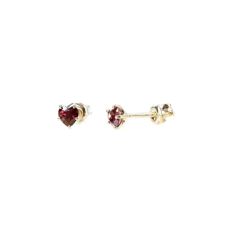 Romantic Heart Garnet Zircon Heart Stud Earrings