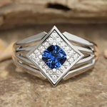 2025 New Royal Blue Zircon Ring Personalized Jewelry with Dazzling Design, Luxurious and Elegant Round Inlaid Jewelry