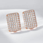 Rose Gold Square Natural Zircon Earrings for Women