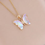 Gradient Butterfly Pendant NecklaceXL255-white