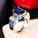 Blue Translucent Square Ring – Luxury Bridal Jewelry10A001