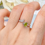 Open Size Cute Fox Animal Rings Natural Peridot925 STERLING SILVERWhite Gold